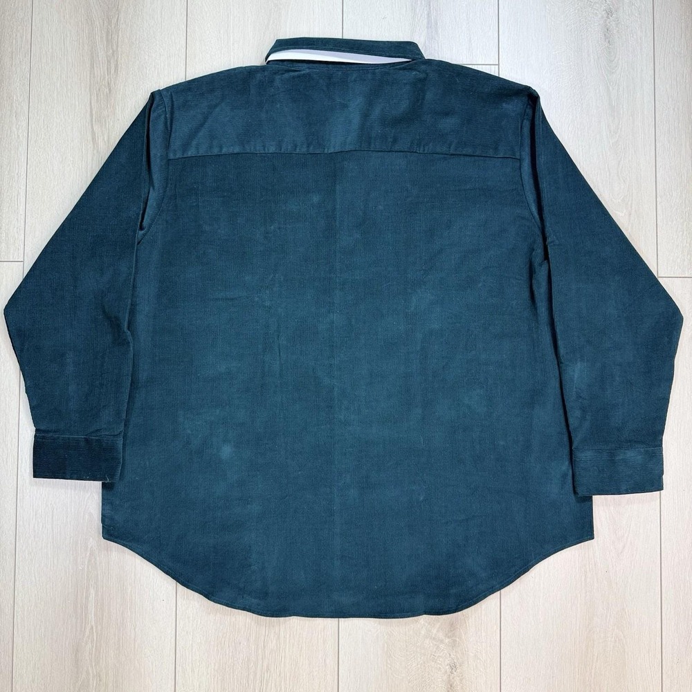 Sears Men's 2XL Green Corduroy Button Shirt Long Sleeve Pocket Casual Retro - Picture 5 of 7